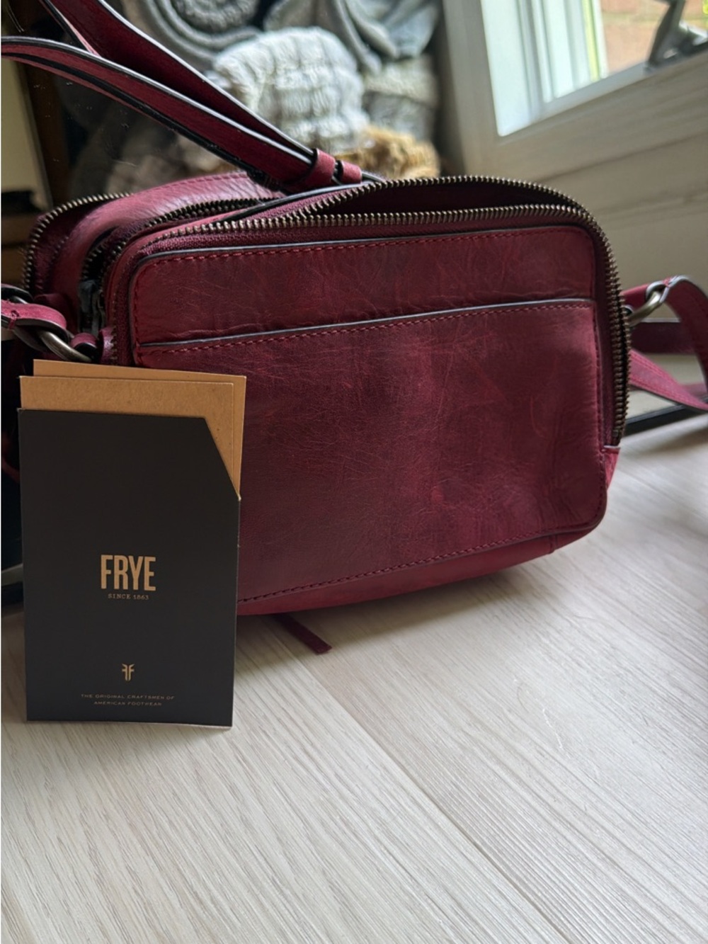 FRYE Leather Crossbody Bag in Deep Burgundy